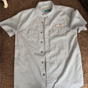 Magellan Outdoors Men’s Short Sleeve Button-Up Shirt - Light Blue Stripe